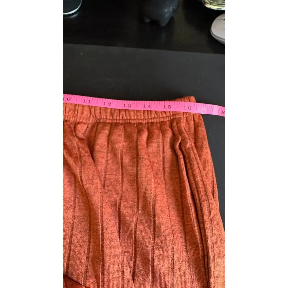 Ekouaer Women's XL Ribbed Knit Pajama Set Rust Orange